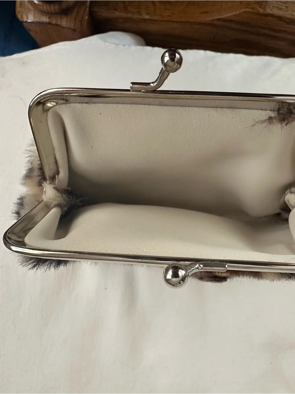 Hello Kitty Leopard Faux Fur Coin Purse - Brown & Cream